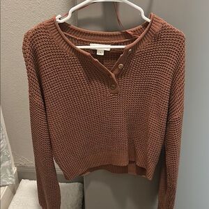 Aeropostale Brown Crew Neck Sweater Chunky Knit